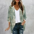 thumbnail image 2 of yoeyez Summer Lightweight Cardigan 2025,Women Floral Chiffon Kimono Cardigan Puff Sleeve Cover Up Casual Open Front Beach Wear Green,XL, 2 of 6