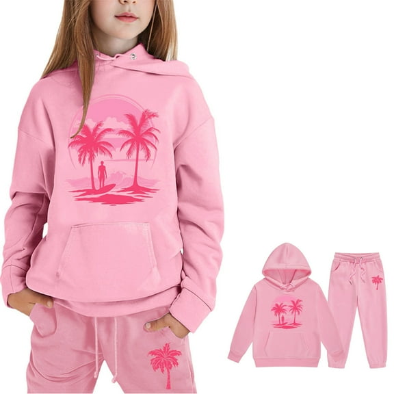 LIUYUNNN Kids Girls Boys Sweatsuit Set 2PC Long Sleeve Pullover Pink Heart Pullover Hoodie and Active Jogger Pants Fall Clothes Clothes for Girls 3-4 Yeats Boys Girls Autumn and Winter Outfits