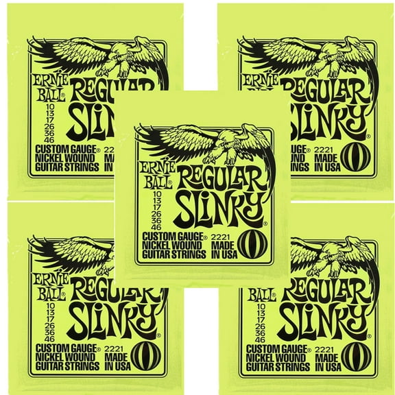 Ernie Ball Guitar Strings 5-Packs Electric Regular Slinky 2221 10-46