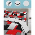 thumbnail image 3 of Twin XL Quilt Bedding Set, Red Black Geometric Reversible Summer Quilt 3 Pieces, Modern Abstract Art Block Lightweight Bedspreads Coverlets with 2 Pillow Shams for All Seasons, 3 of 5