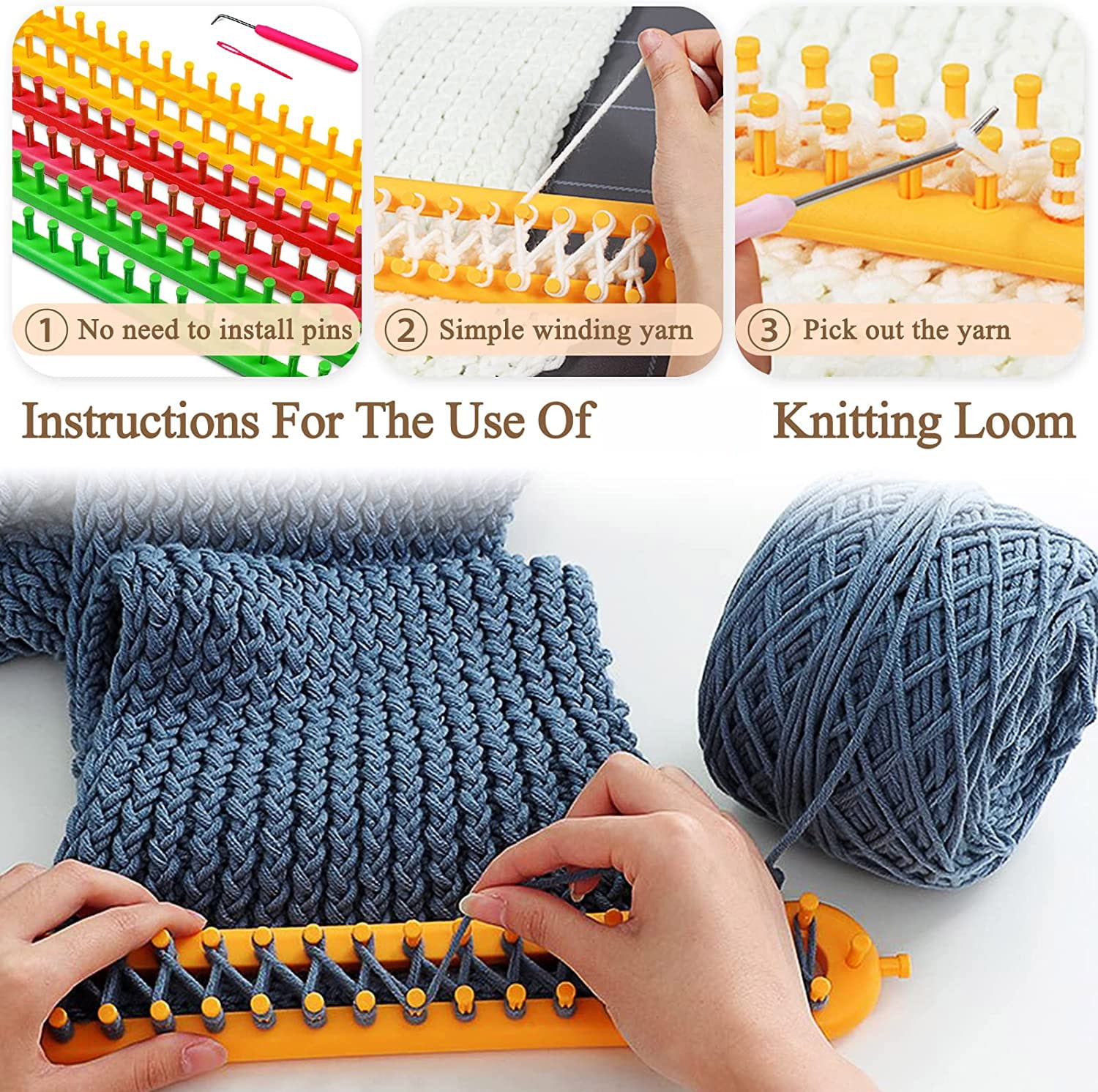 Pssopp Afghan Loom Knitting Board Weave Loom Kit, Afghan Knitting Loom for  DIY Blanket Socks Scarf Hat Craft Weaving Looms Weaving Spinning – BigaMart