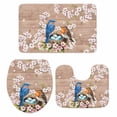 thumbnail image 2 of Spring Birds Bathroom Rugs Set Watercolor Bird Nest Eggs Pink Floral Leaf Plant Brown Wood Grain Non Slip Absorbent Bath Mats 3 Piece Set, U-Shaped Floor Mat, Toilet Seat Cover Small Size, 2 of 9
