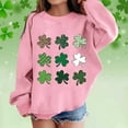 thumbnail image 2 of Girls Sweatshirts St. Patrick'S Day Kids Crew Neck Long Sleeve Graphic Pullover Shamrock Print Casual Cute Top Pink 8 Years-9 Years, 2 of 4