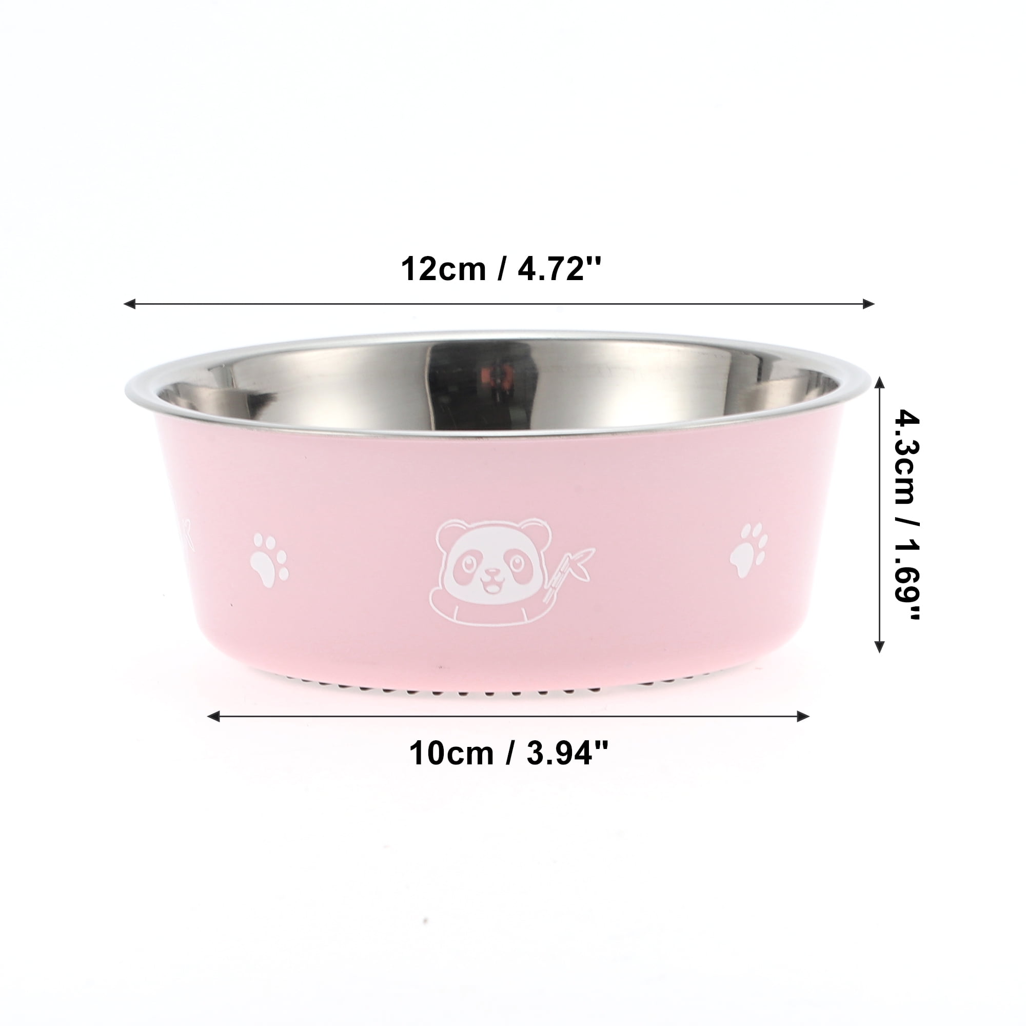 Unique Bargains Non-Skid Small Dog Bowl Panda Pattern 1 Pc Pink