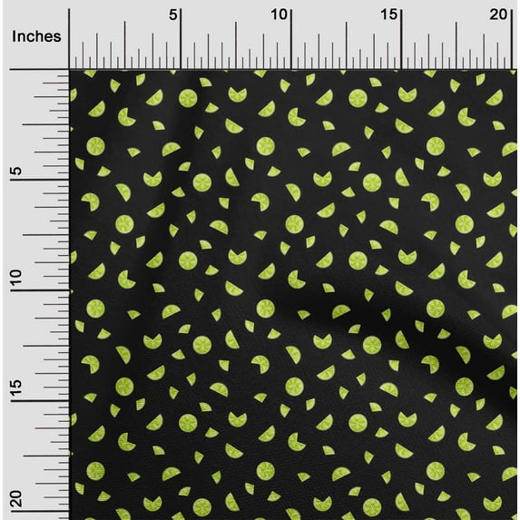 oneOone Silk Tabby Fabric Lemon Slice Vegetable Printed Craft Fabric BTY 42 Inch Wide