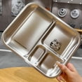 thumbnail image 4 of Bgsha Food Plate Plate Plates Divided Steel Tray Stainless Food Dinner Trays Compartment Kids Portion Lunch Section Control Serving, 4 of 10
