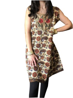 Mogul Women Tunic Top Printed Gujrati Style Side Drawstring Summer Umbrella Kurti M