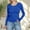 Blue, variant on Women's Ribbed Crew Neck Tee with Long Sleeve, Womens Slim Undershirts Knit Basic Tops Shirts, Women's Plus Coffee,Size XL