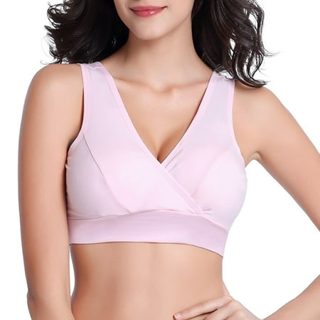 HCURIBAD Wireless Bras Clearance! Womens Nursing Maternity Bra Front Wraps Breathable Wire Sleep Nursing Bra Breastfeeding Tank Maternity Bras  Seamless Bra  Backless Bra  Bras for Women Pink XL