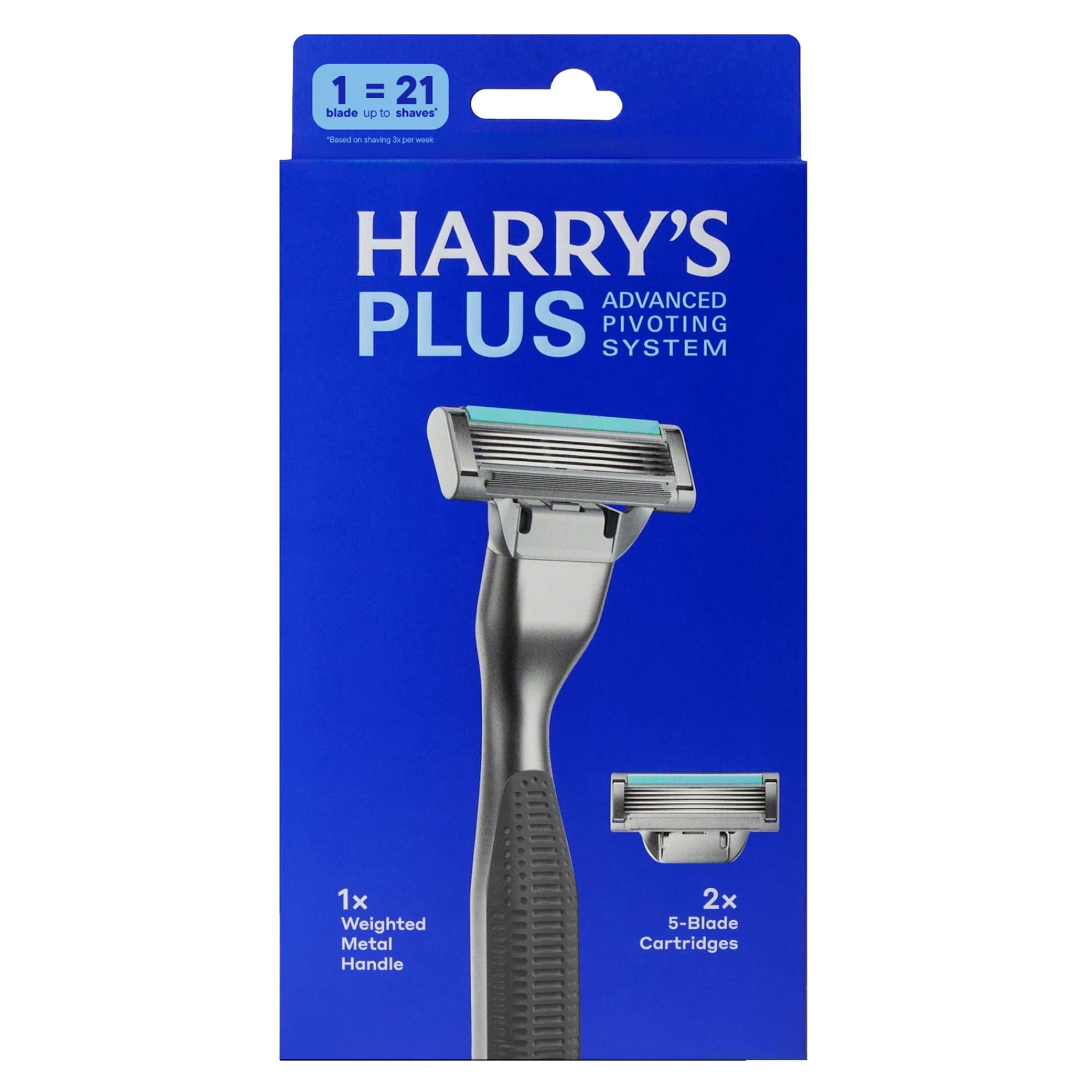 Harry's Plus Shaving Razor for Men with 2 Razor Blade Refill Cartridges, Onyx