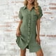 thumbnail image 1 of TaTaai Women's Button Down Shirt Dress Lapel Collar Short Sleeve Solid Color Casual Pocket Detail Crinkle Gauze Mini Dress Gift, 1 of 7