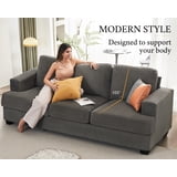 Amerlife Modern 89 inch 3 Seater Sofa, Comfy Deep Seat Couch, Grey Chenille for Living Room, Apartment, Lounge - Walmart.com