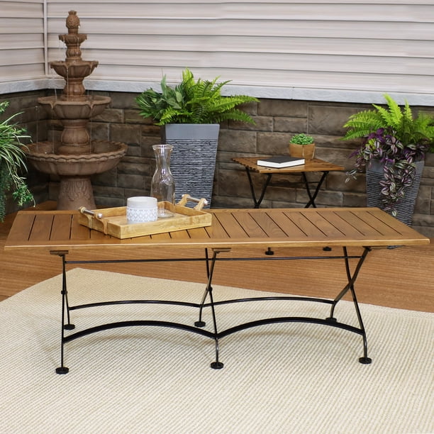 Sunnydaze European Chestnut Wood Folding Coffee Table 60 Inches X 24 Inches Walmart Com Walmart Com