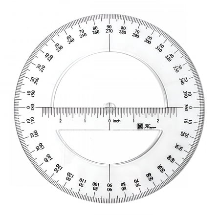 CCOCC 360 Degree Protractor Ruler Circle Measuring Tool for Drawing Measure Engineering Plastic