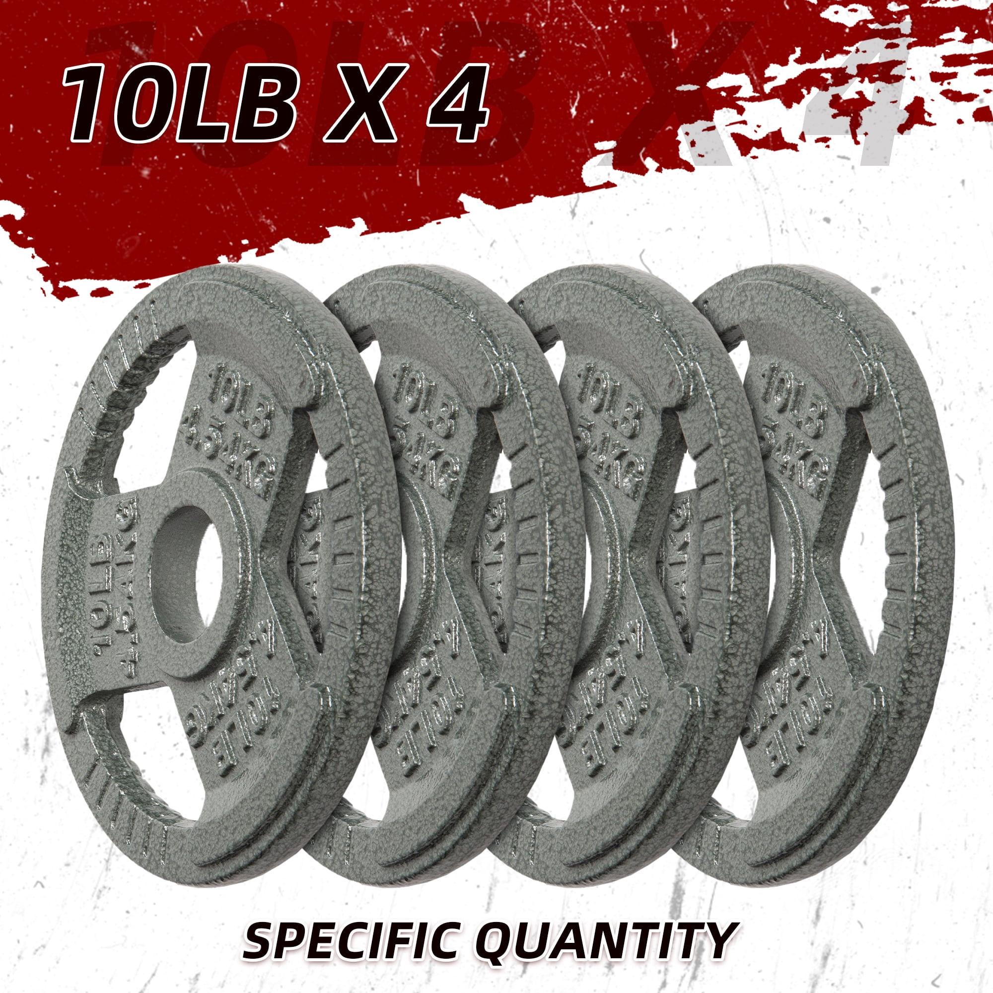 Signature Fitness Cast Iron Weight Plates for Strength Training, Fits 2-Inch Barbell, Multiple Size Options