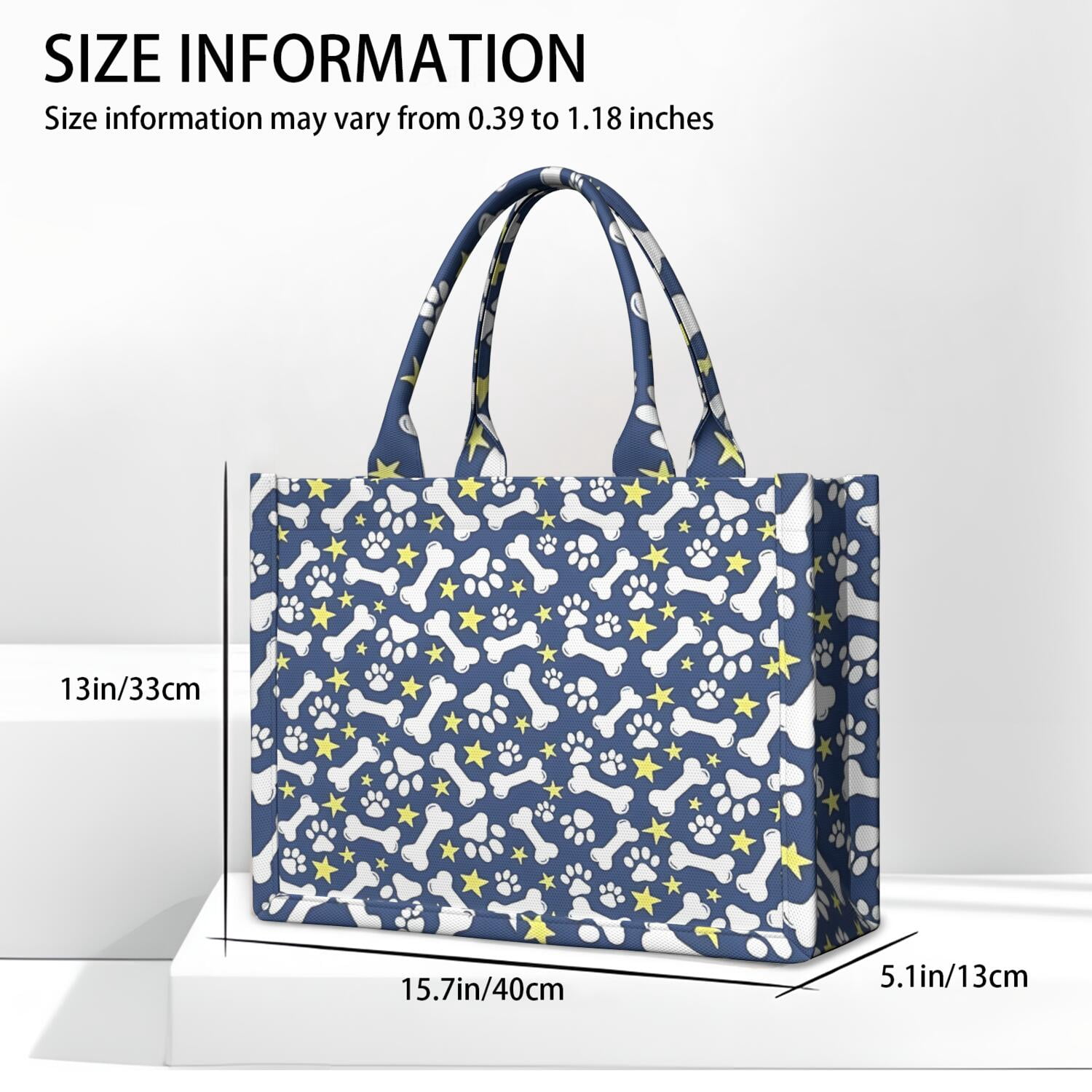 Large Capacity Tote Bag,Paw Print Dog Bone Handbag Fashion Luxury Tote Bag,15.7"x13"x 5.1" Inches,Laptop Compatible