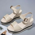 thumbnail image 4 of AXXD Beige Wedge Sandals for Women Summer Sandals Open Toe Sandals Casual Low Slip On Sandals Comfortable Outdoor Shoes, 4 of 6