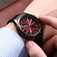 thumbnail image 4 of Reloj deportivo ultrafino de acero dorado negro para hombre, luminoso, resistente al agua, con tres ojos, imitación de seis pines, color negro, 4 of 5