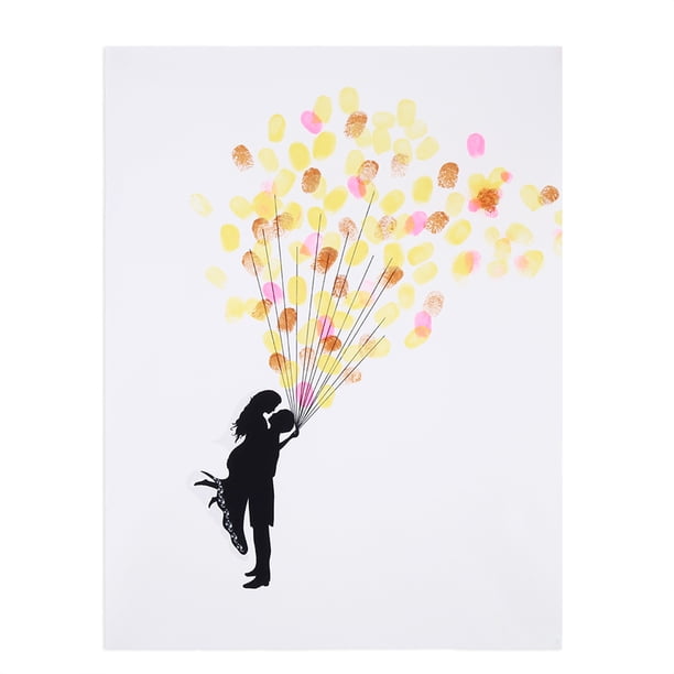 Lienzo personalizado con firma de invitados de boda - Árbol de huellas dactilares/huellas digitales