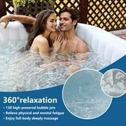 4-6 Person Outdoor Portable Inflatable Heated Hot Tub with 130 Bubble Jets, Square Inflatable Heated Pool Spa with Insulated Cover, Insulated Cover and Carry Bag, Blue