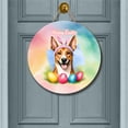 thumbnail image 2 of Happy Easter Basenji with Bunny Ear Headband and Flowers Round Wood Sign African Barkless Dog Lover Hanging Wall Home Decor - 13001, 2 of 5