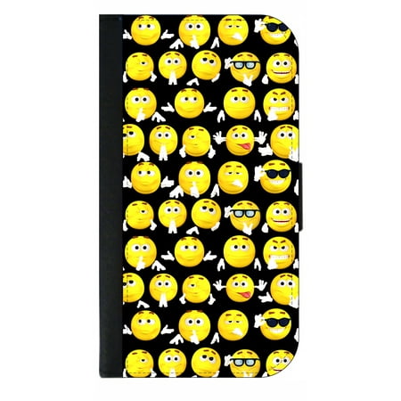 Emojis - Wallet Style Cell Phone Case with 2 Card Slots and a Flip Cover Compatible with the Apple iPhone 4 and 4s (Best Emoji App For Iphone 4 2019)