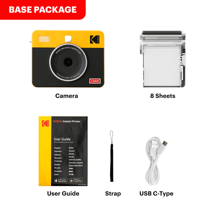 Free Shipping! KODAK Mini Shot 3 Retro 4PASS 2-in-1 Instant Camera