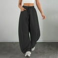 thumbnail image 6 of KDDYLITQ Sweatpants Women Baggy Elastic Waisted Casual Sweat Pants Barrel Wide Leg Sweatpants Cotton Fashion Active Pants Trendy Gym Trousers with Pockets Black M, 6 of 7