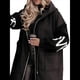 thumbnail image 2 of Chaqueta Cortavientos de Punto con Capucha y Larga para Mujer, de Gran Tamaño, Informal, con Cordón Ajustable en la Cintura y Cremallera. Negro XXL, 2 of 7