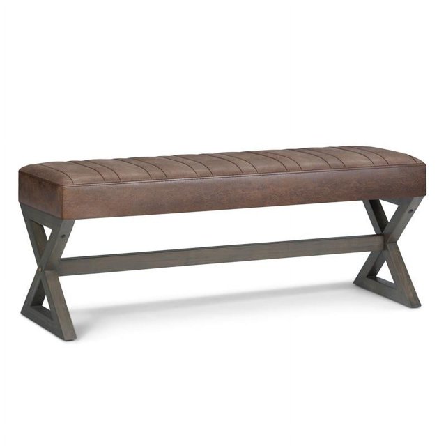 Salinger 48" Wd.Ottoman Bench in Distressed Chestnut Brown Faux Leather