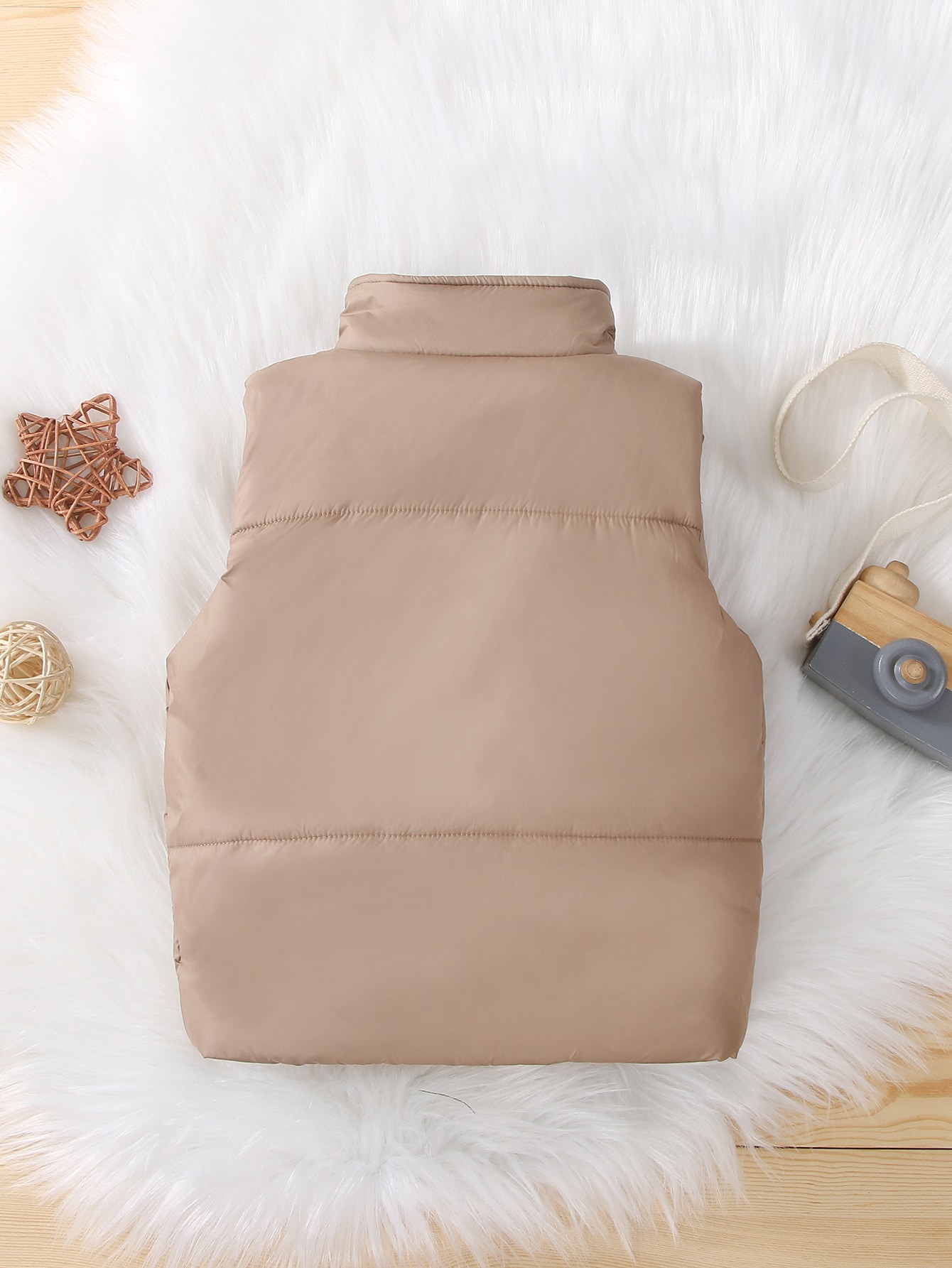 Baby Solid Zip Up Puffer Vest Coat 