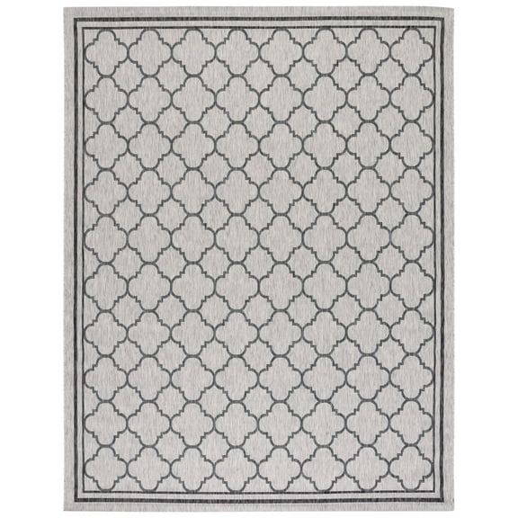 SAFAVIEH Courtyard Claudia Geometric Indoor/Outdoor Area Rug, Light Grey/Black, 8' x 10'