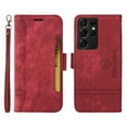 thumbnail image 3 of Dteck Luxury Leather Wallet Case Compatible with Samsung Galaxy S21 Ultra 6.8 inch with Shockproof Kickstand Card/Cash Slot Magnetic Case for Samsung Galaxy S21 Ultra,Red, 3 of 10