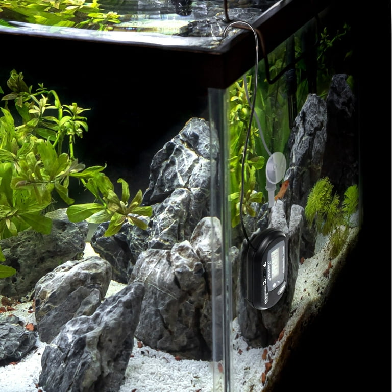 Qooltek Digital LCD Thermometer Temperature Gauge Aquarium Thermometer with  Probe for Vehicle Reptile Terrarium Fish Tank