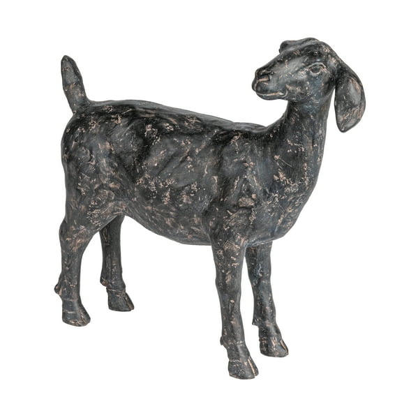 Creative Co-Op Resin Standing Goat Accent Décor with Cast Iron Finish, Black