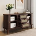 thumbnail image 4 of HMSHA Sideboard,Rattan Dresser,Cabinet with Sliding Doors,Adjustable Shelves,and Rounded Top, 4 of 12