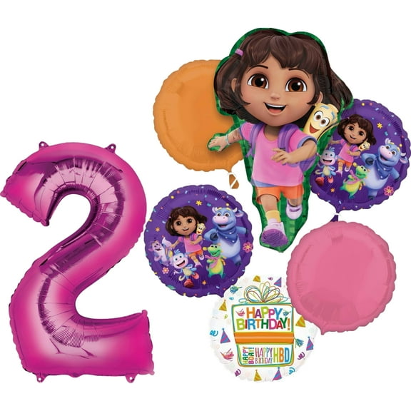 Anagram Dora's 2nd Birthday Party Supplies Foil Balloon Bouquet Decorations