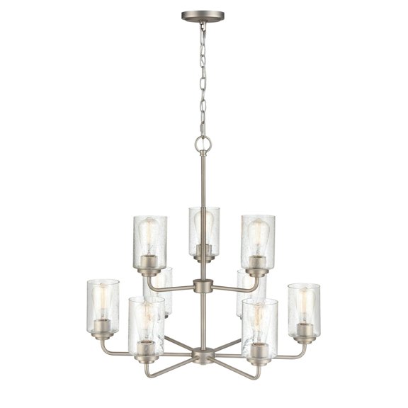 9609-SN Millennium Lighting Moven - 9 Light Chandelier-26.75 Inch Tall and 28 Inch Wide-Satin Nickel Finish -Traditional Installation