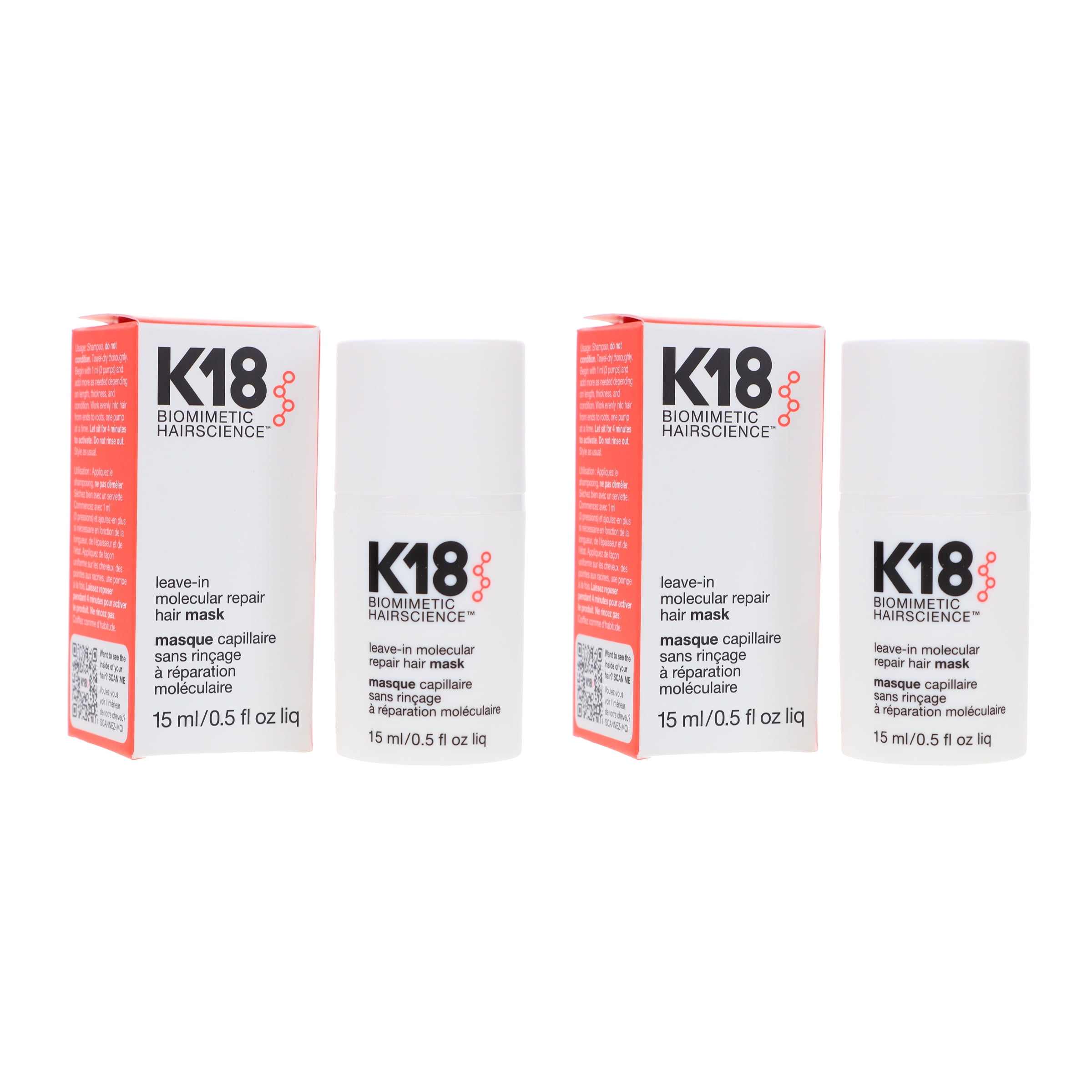 K18 Leave-In Molecular Repair Hair Mask 0.5 oz 2 Pack