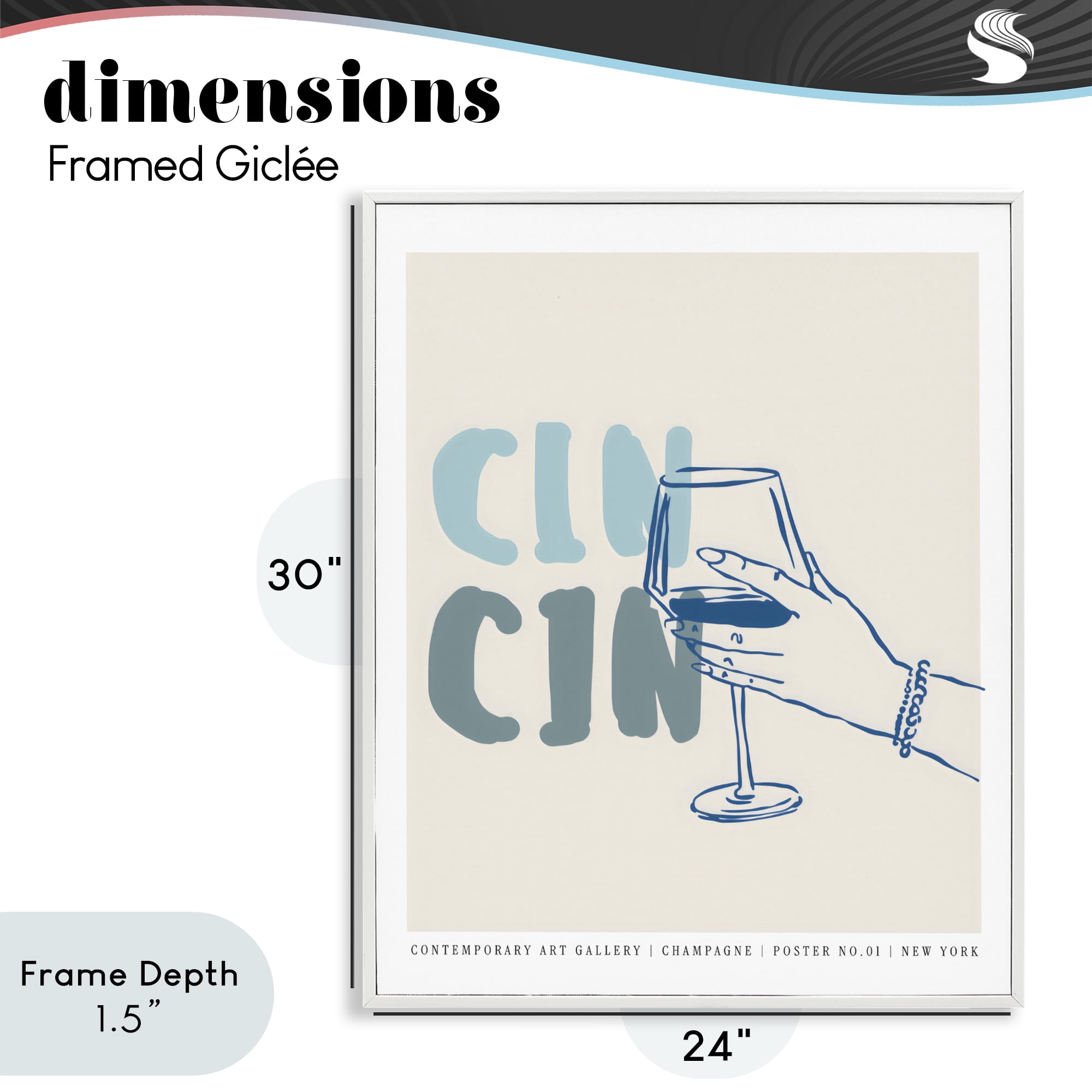 Stupell Industries Cin Cin Blue Champagne Toast White Framed Giclee Art, design by The Prints Vibe