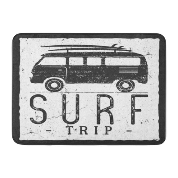 KDAGR Surf Trip Summer Surfing Retro Badge Beach Surfer Emblem Rv Boards Outdoors Doormat Floor Rug Bath Mat 23.6x15.7 inch