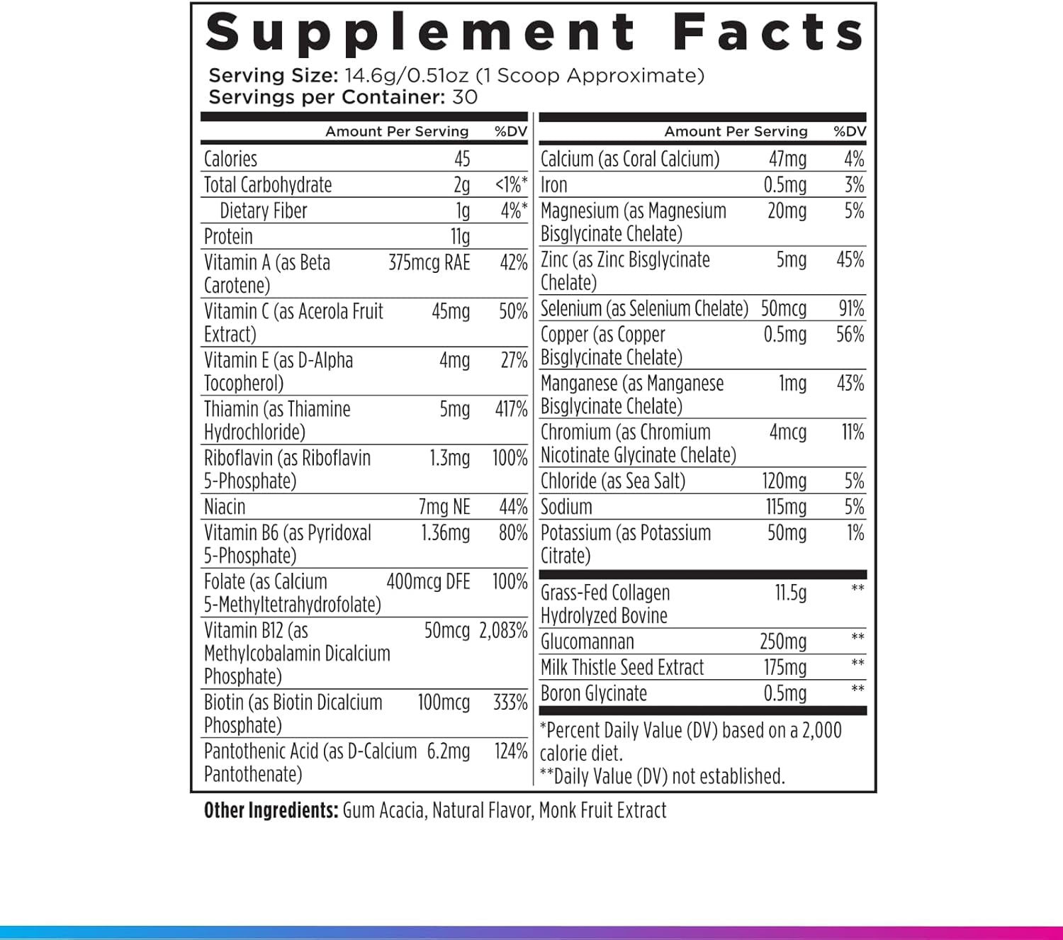 Livingood Daily Collagen Peptides Powder Vanilla, 30 Servings - 4in1 Grass Fed Hydrolyzed Collagen Powder with Multi Vitamins