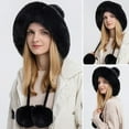 thumbnail image 5 of D-GROEE Women Winter Wool Cover Ears Hat Ear Flaps Thicken Ski Snow Hats Knit Plush Lined Hat with 3 Pom Pom, 5 of 6