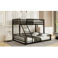thumbnail image 4 of Generic Twin XL over Queen Floor Bunk Bed Frame with Ladder and Safety Guardrails, Easy Assemble, Black, 4 of 9
