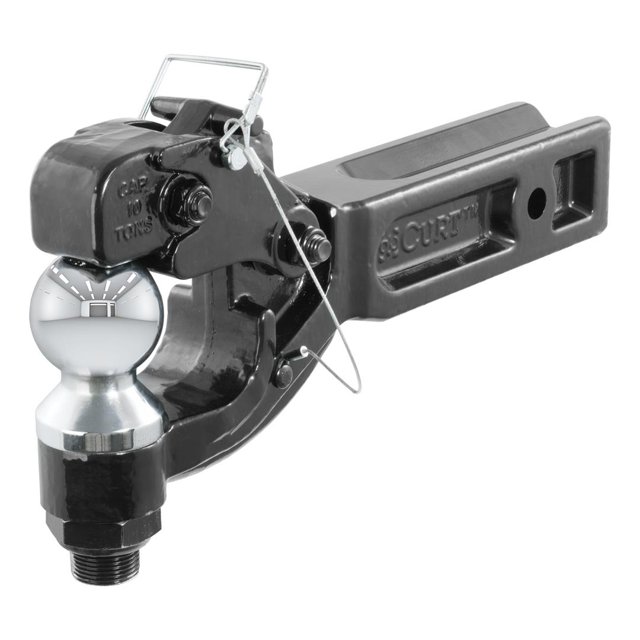 CURT 48012 Pintle Hook 2-1/2 Inch Receiver Mount; 20000 Gross Trailer Weight; With 2-5/16 Inch Ball; Solid Steel Shank