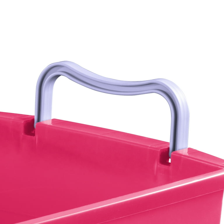 Your Zone Wheeled Stacking Bin Fuchsia Burst - Walmart.com