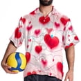 thumbnail image 4 of Valentine's Day Love ECG Men's Short Sleeve Button Down Poplin Casual Beach Shirts, 4 of 6