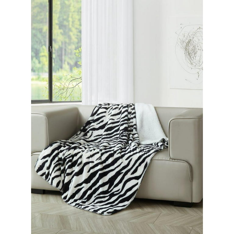 Regal Comfort Faux Fur Sherpa Throw Blanket 50 x70 Soft Plush Warm Fuzzy Oversized Twin Velvet Fleece Blanket for all Seasons Zebra