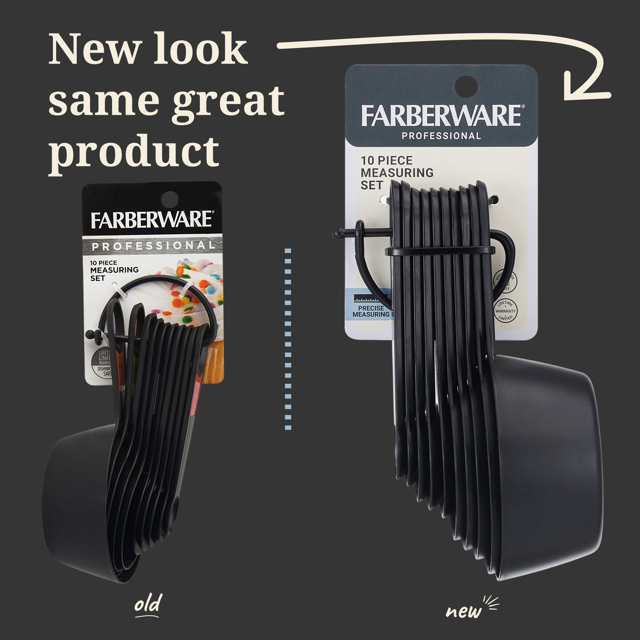 Farberware Professional 10-Piece Nesting Plastic Measuring Cup and Spoon Set Black