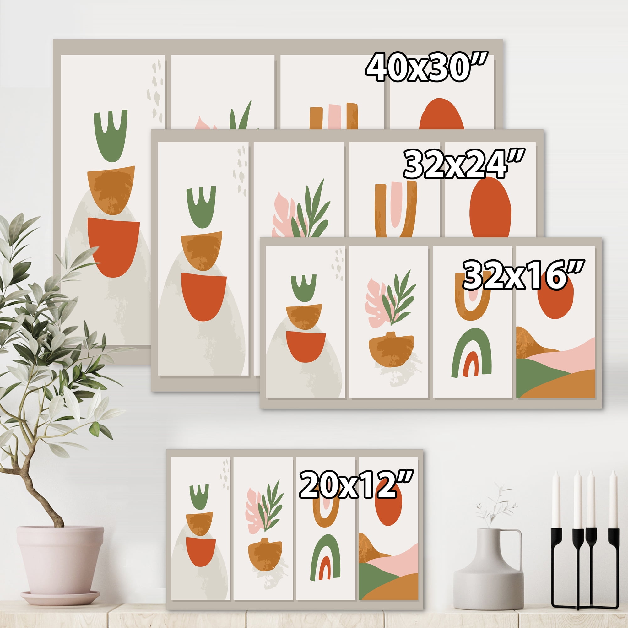 Designart ' Compostion Minimalistic of Organic Shapes VI ' Modern Canvas Wall Art Print